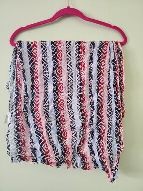 Talbots Pink Navy White Patterned Lightweight Scarf